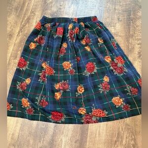 Vintage Allison Daley Plaid Floral A-Line Skirt